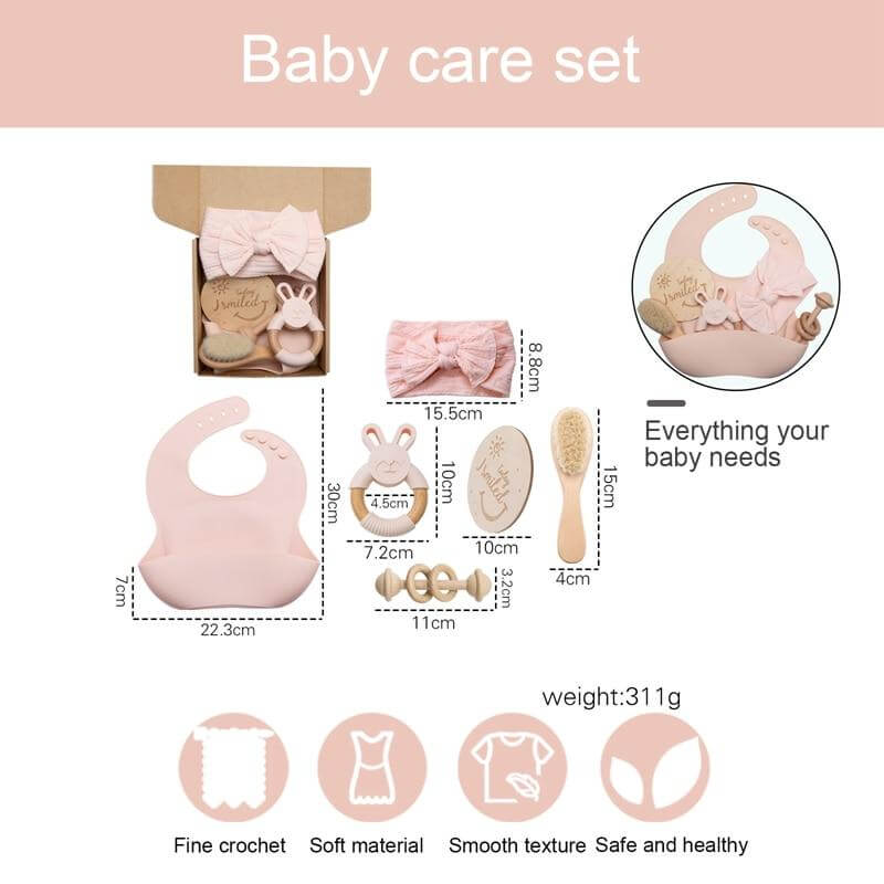 Baby Silicone Bibs Headband Brush Gift Set Baby Silicone Bibs Headband Brush Gift Set Baby Bubble Store 